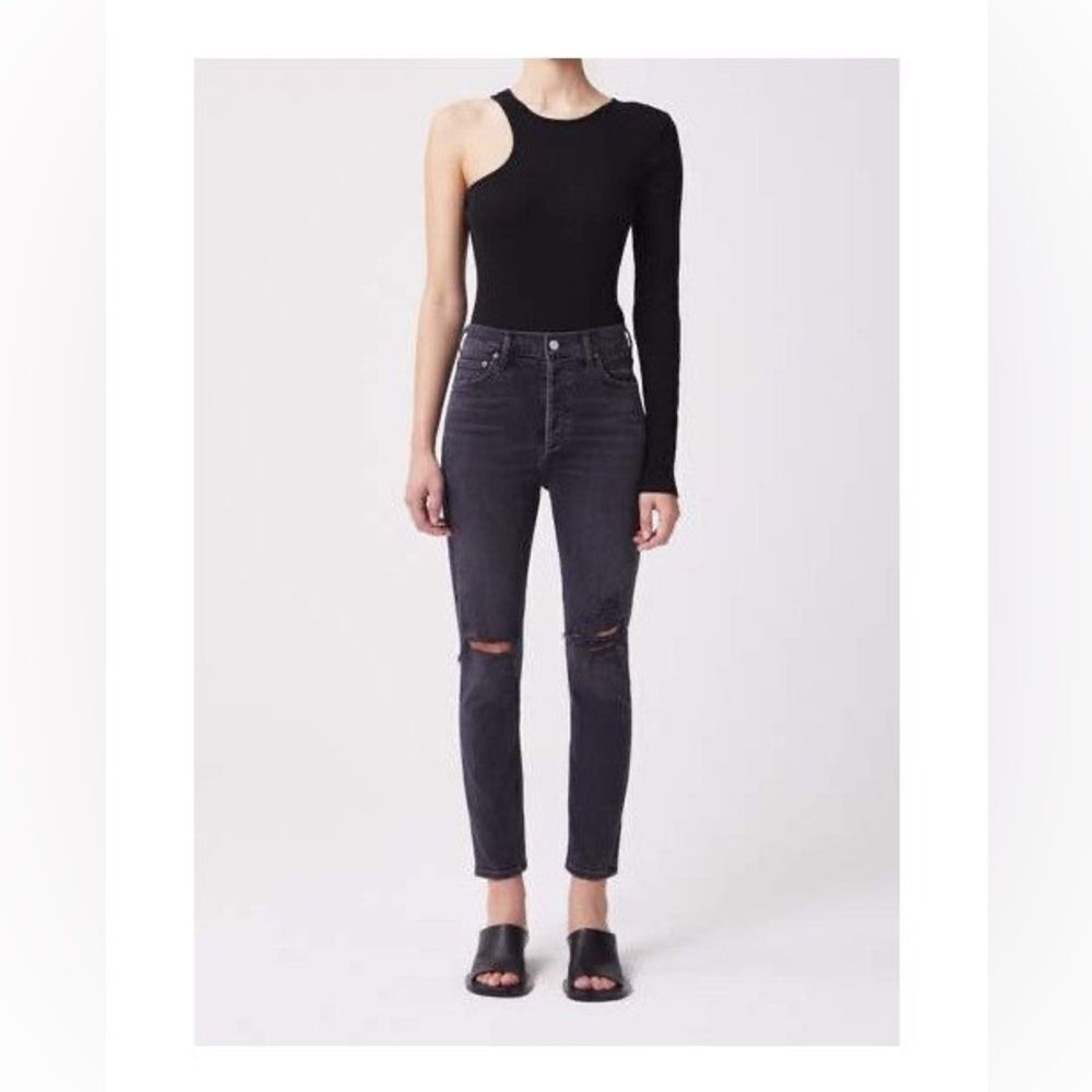 AGOLDE | Nico High Rise Slim Fit Jeans | Button Fly Cassette Black- Size 25